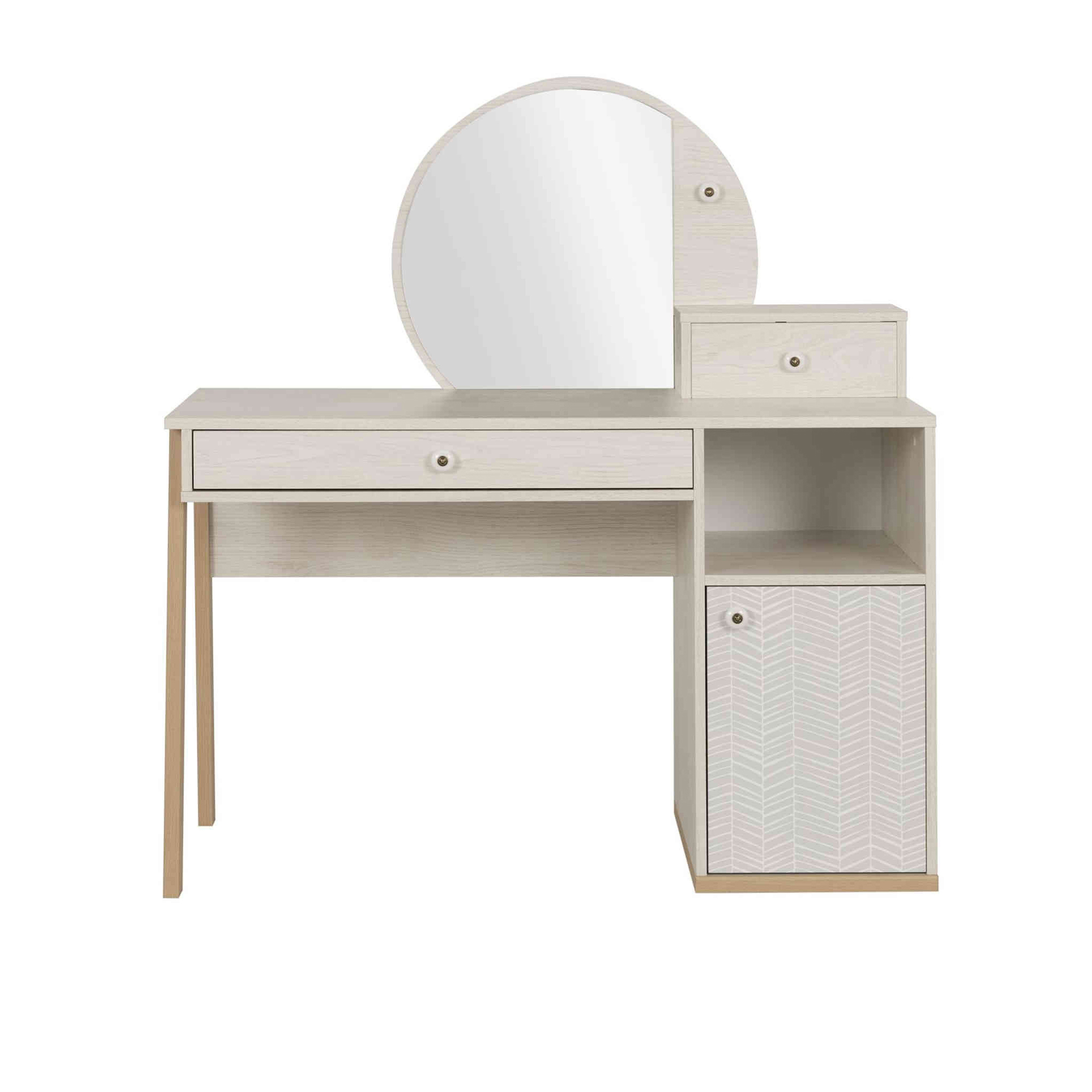 Bureau enfant 1 porte 2 tiroirs vert pieds en chêne Suzon