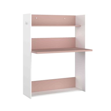 Bureau enfant à paroi en bois blanc et rose - BU9017