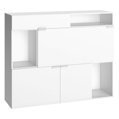 Commode 4 portes et 3 niches en bois blanc - CO17006