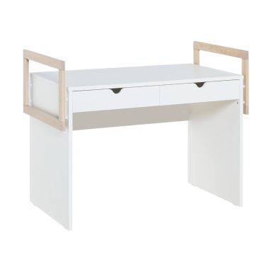 Bureau 2 tiroirs en bois blanc et imitation chêne - BU13038