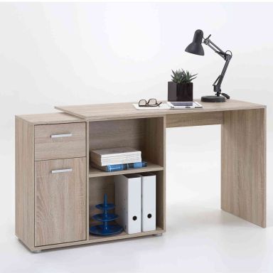 Bureau 1 tiroir 1 porte + 2 niches en bois naturel - BU13005