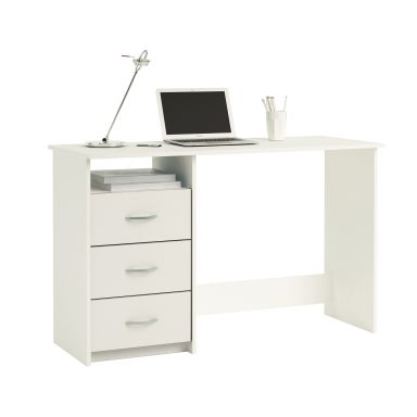 Bureau 1 niche + 3 tiroirs blanc perle - Terre de Nuit