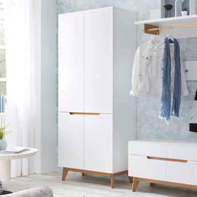 Armoire 4 portes en bois blanc et chêne - AR16004