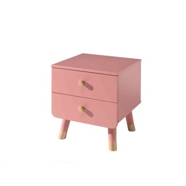 Chevet enfant 2 tiroirs en bois massif rose - CH2031