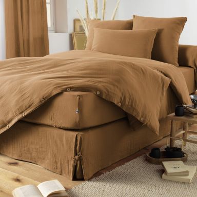 Housse de couette double gaze de coton marron