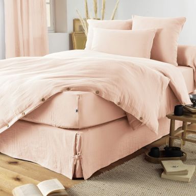 Housse de couette double gaze de coton rose