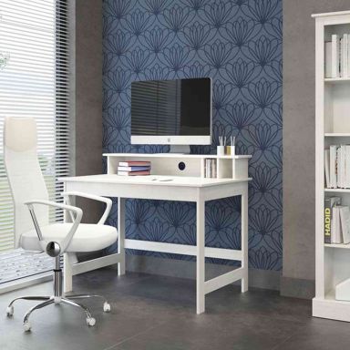 Bureau avec surmeuble en bois blanc - BU12034