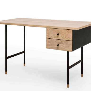 Bureau 2 tiroirs en bois imitation chêne - BU008