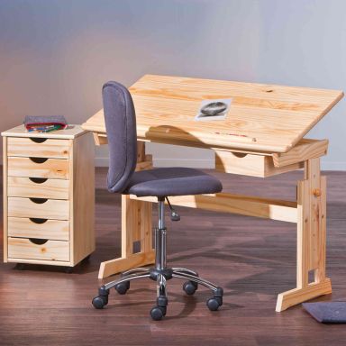 Bureau enfant à plan inclinable + tiroir en bois - BU12058