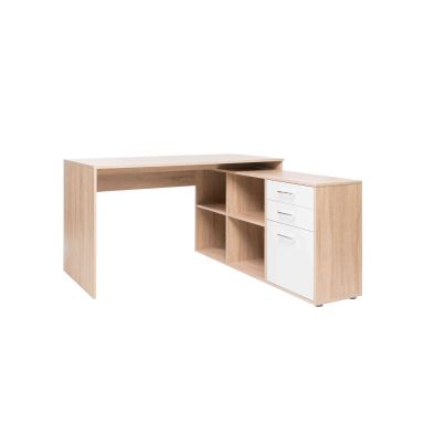 Bureau d'angle en bois avec niches de rangement - BU7107