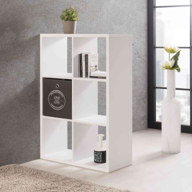 Bibliothèque 6 cases en bois blanc - BI7077