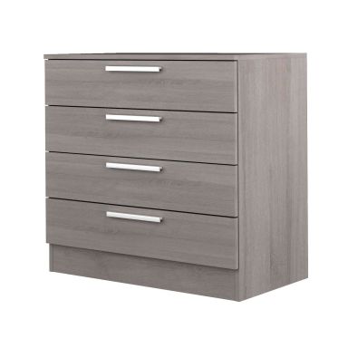 Commode 4 tiroirs en bois gris - CO9004 FOND BLANC