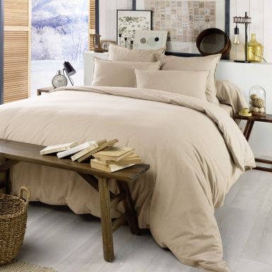 Housse de couette flanelle beige