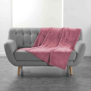 Plaid flanelle unie Flanou rose 125x150 cm