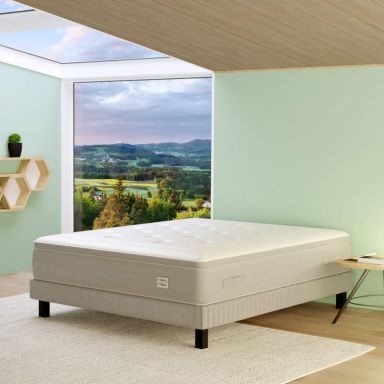 Matelas Simmons ressorts ensachés + mousse mémoire grand confort 33cm SW6 140x190 (fond blanc)