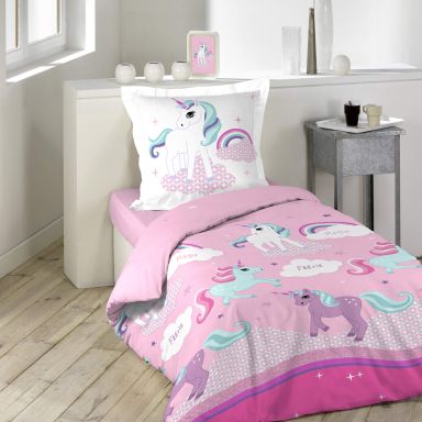 Parure de lit Licorne rose