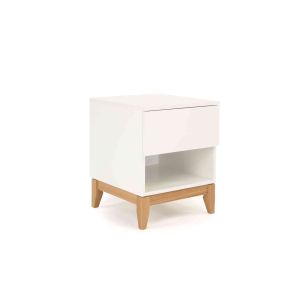 Chevet 1 tiroir 1 niche en bois massif blanc - CH0025