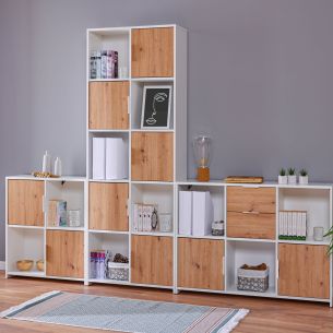 Etagère 10 cases en bois avec 5 portes battantes - ET12116