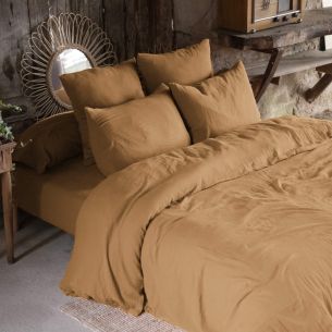 Parure de lit double gaze de coton marron