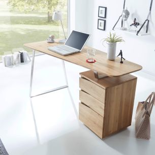 Bureau 3 tiroirs en bois massif chêne clair - BU16011