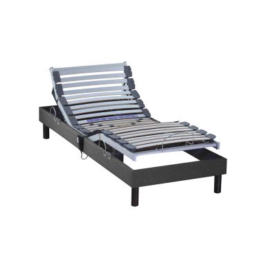 Sommier électrique de relaxation tout lattes tissu anthracite 70x190