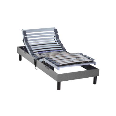 Sommier électrique de relaxation tout lattes tissu gris clair 70x190