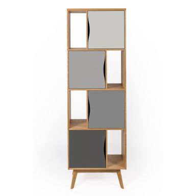 Bibliothèque 4 cases en bois massif gris - BI0017