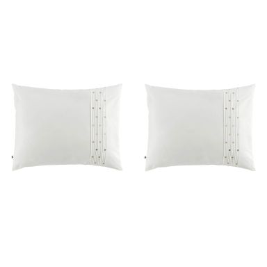 Lot de 2 taies d'oreiller brodées plis religieuses blanc 50x70 cm