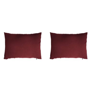 Lot de 2 taies d'oreillers double gaze de coton bordeaux 50x70 cm