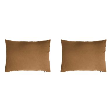 Lot de 2 taies d'oreillers double gaze de coton marron 50x70 cm