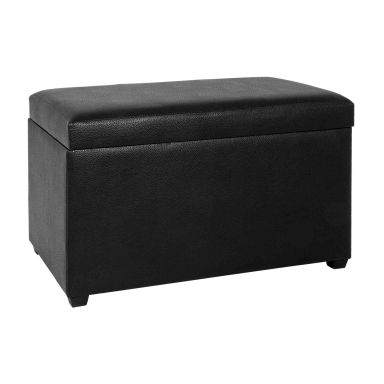 Coffre de rangement en tissu aspect cuir noir - CF15032