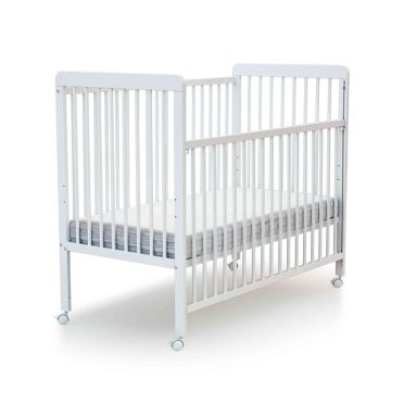 Lit bébé coulissant en bois laqué blanc Baby Fox avec roulettes 3 hauteurs 60 x 120 cm