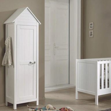 Armoire cabane enfant 1 porte en bois blanc - AR2033