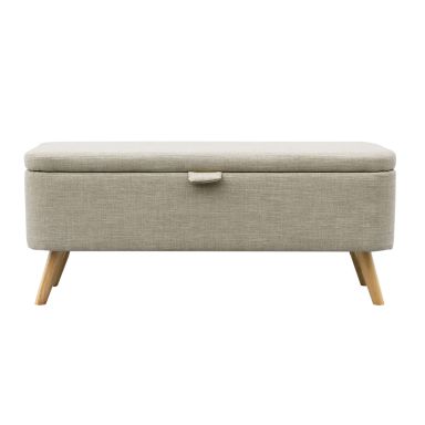 Banc de lit avec coffre de rangement en tissu naturel - BA17024