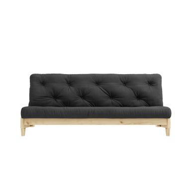 Banquette ajustable en pin massif naturel avec matelas futon anthracite 140x200