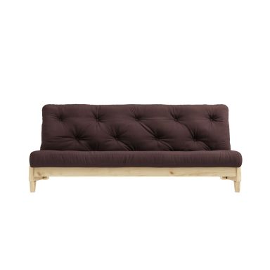 Banquette ajustable en pin massif naturel avec matelas futon beige 140x200