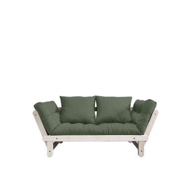 Banquette ajustable en pin massif naturel matelas vert inclus 75x200