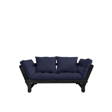 Banquette ajustable en pin massif noir matelas navy inclus 75x200