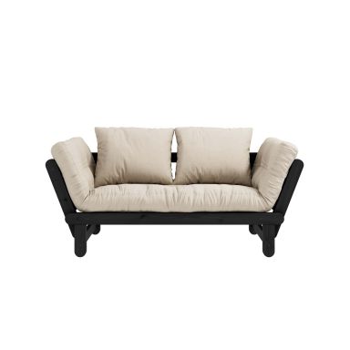 Banquette ajustable en pin massif noir matelas écru inclus 75x200