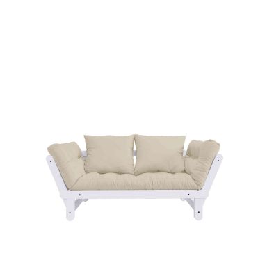 Banquette ajustable en pin massif blanc matelas écru inclus 75x200