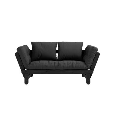 Banquette ajustable en pin massif noir matelas anthracite inclus 75x200