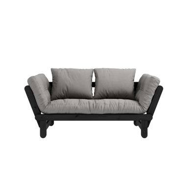 Banquette ajustable en pin massif noir ma1telas gris inclus 75x200