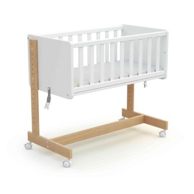 Berceau cododo évolutif en bois blanc et hêtre + matelas 40x80 cm