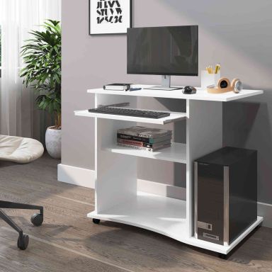 Bureau sur roulettes en bois blanc - BU12028