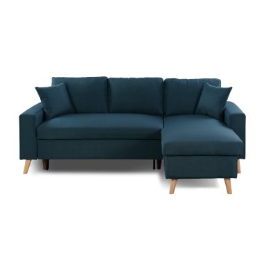 Canapé convertible d'angle scandinave 3 places en tissu bleu pétrole - CA00002