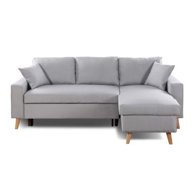 Canapé convertible d'angle scandinave 3 places en tissu gris clair - CA00002