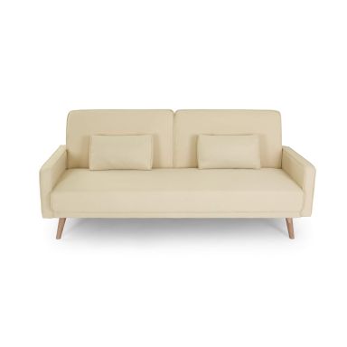 Canapé convertible droit scandinave 3 places en tissu beige - CA00001