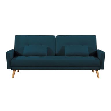 Canapé convertible droit scandinave 3 places en tissu bleu pétrole - CA00001