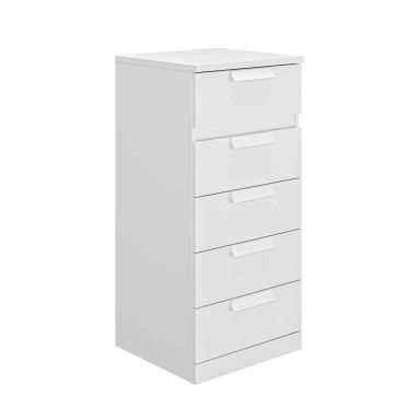 Chiffonnier 5 tiroirs en bois blanc - CF5029