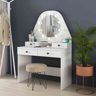 Coiffeuse enfant avec miroir en bois blanc - CF9010